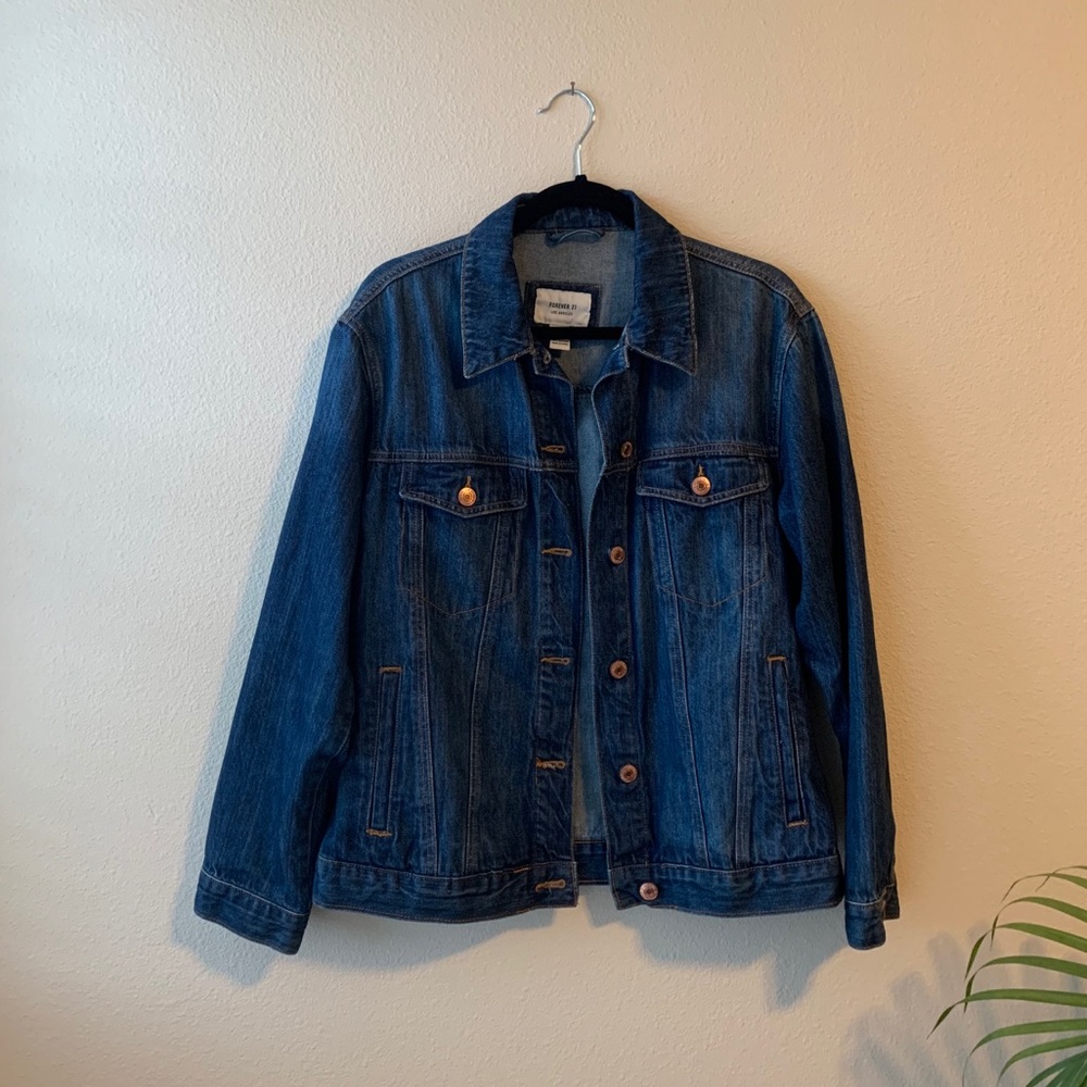 Forever 21 dark wash oversized jean jacket